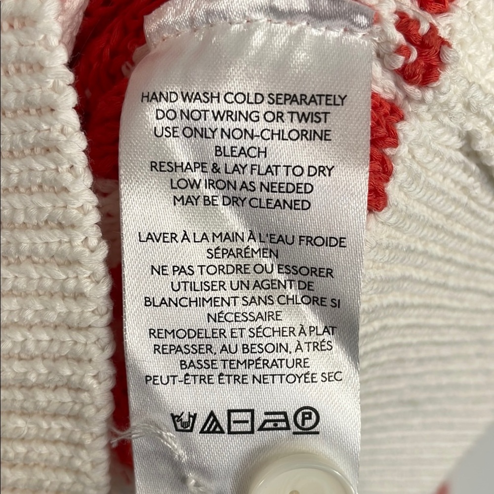 Maeve Anthropologie Red White Textured Knit Cropped Cardigan‎ Sweater XL - Picture 4 of 10